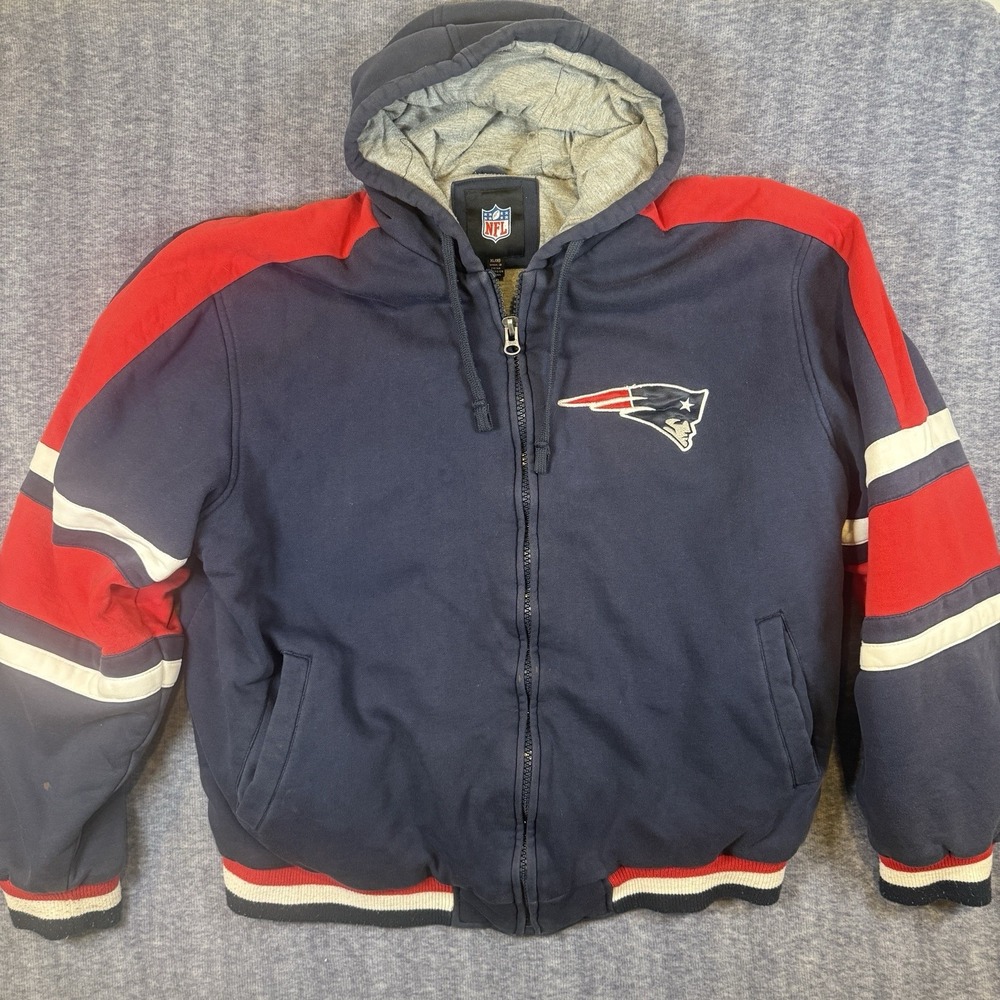 New England Patriots Hoodie Full Zip Sweatshirt Red White Blue Mens‎ XL NFL